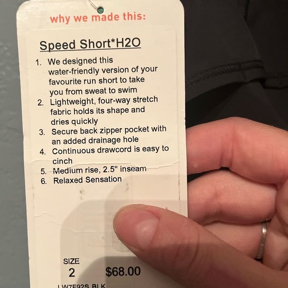 NWT Speed Short H2O - size 2 - Picture 3 of 3